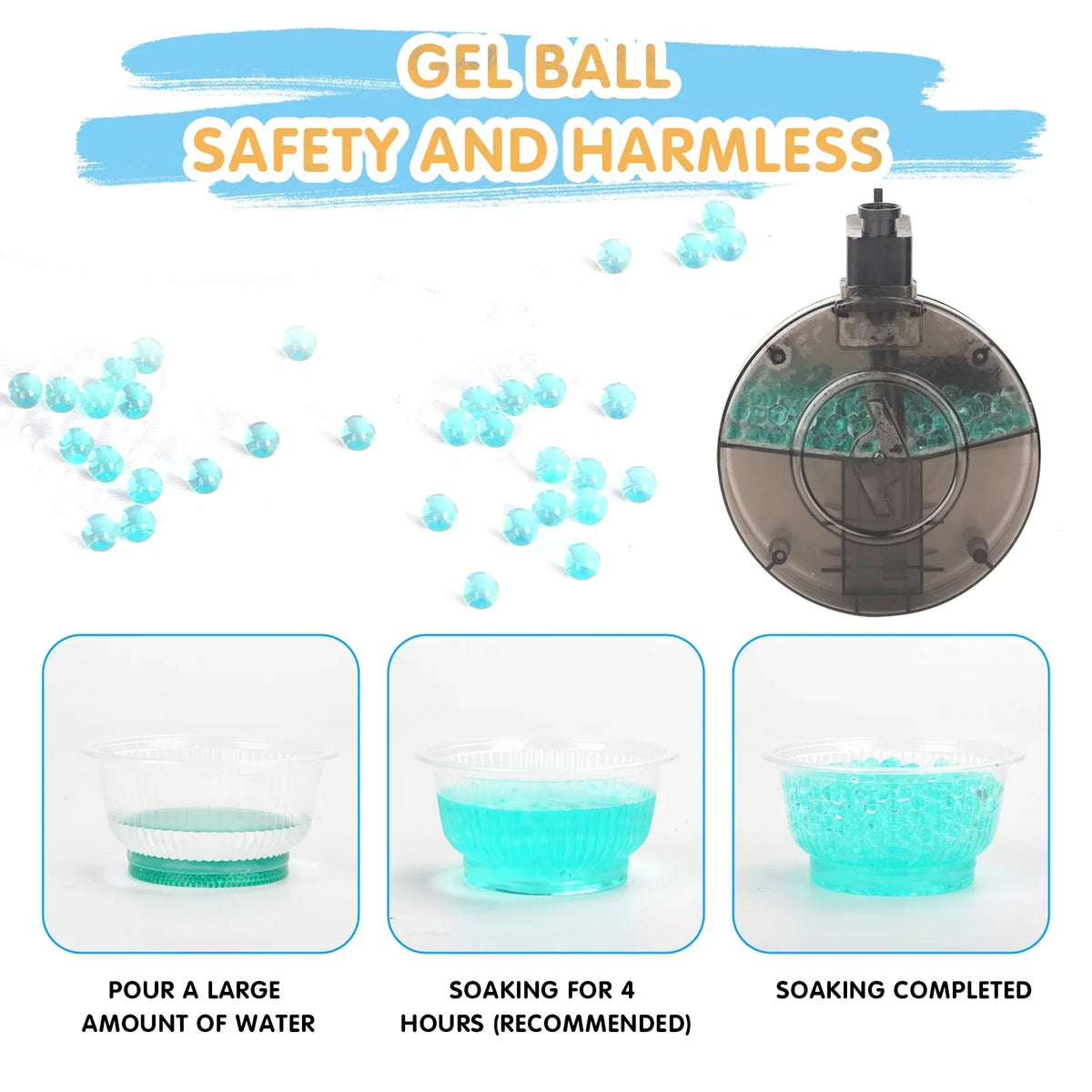 Water Splatter for Out Ages Blaster , Gel for Games with 12+ Backyard Activity Beads Toys Kids&Adult Automatic Door Gun Yimore Balls 15,000 Ball