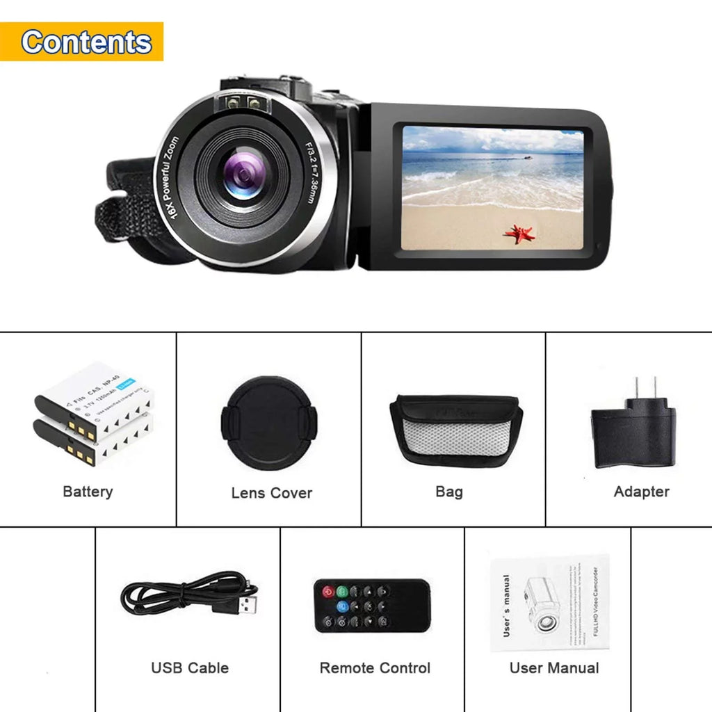 Camcorder Video Vision 2.7K Camera 30MP Night Full Youtube Video MARVUE IR Digital HD Recorder 30FPS Camera for Vlogging Camera