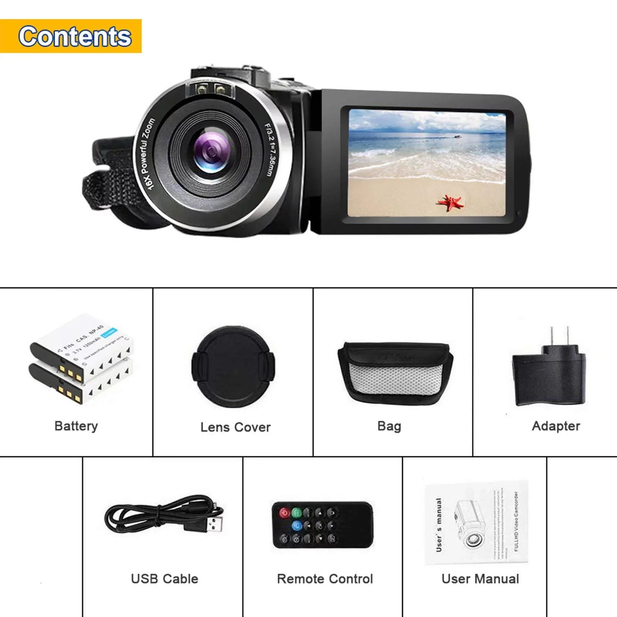 Camcorder Video Vision 2.7K Camera 30MP Night Full Youtube Video MARVUE IR Digital HD Recorder 30FPS Camera for Vlogging Camera