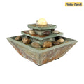 Ascending Polished Fountain - 8 Accent Tie Corded Inch Light and with LED Room Home or Water Living Office, Ball Decor Tabletop for Bedroom - Stone Electric Slate -