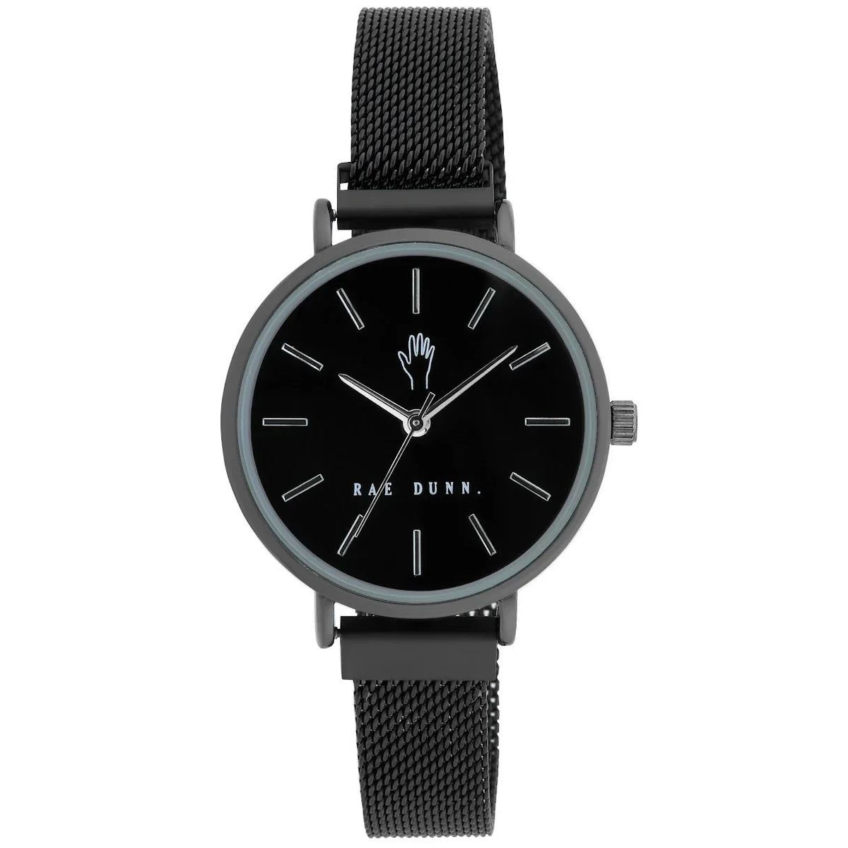 33mm Sleek ROBIN Mesh Rae Round Dunn Women's Clasp Watch Magnetic Black Face