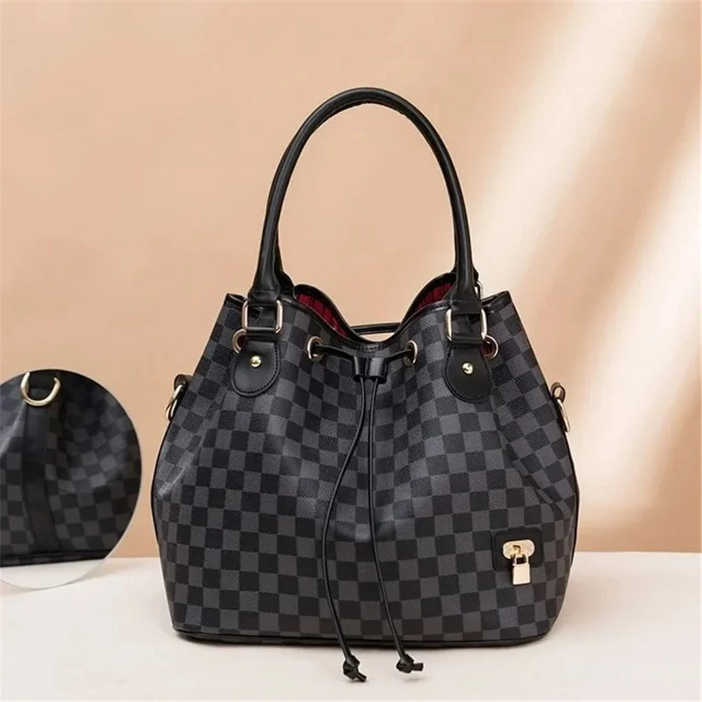 Women Tote - Bag Checkered Shoulder Leather for Large PU Vegan Handbags