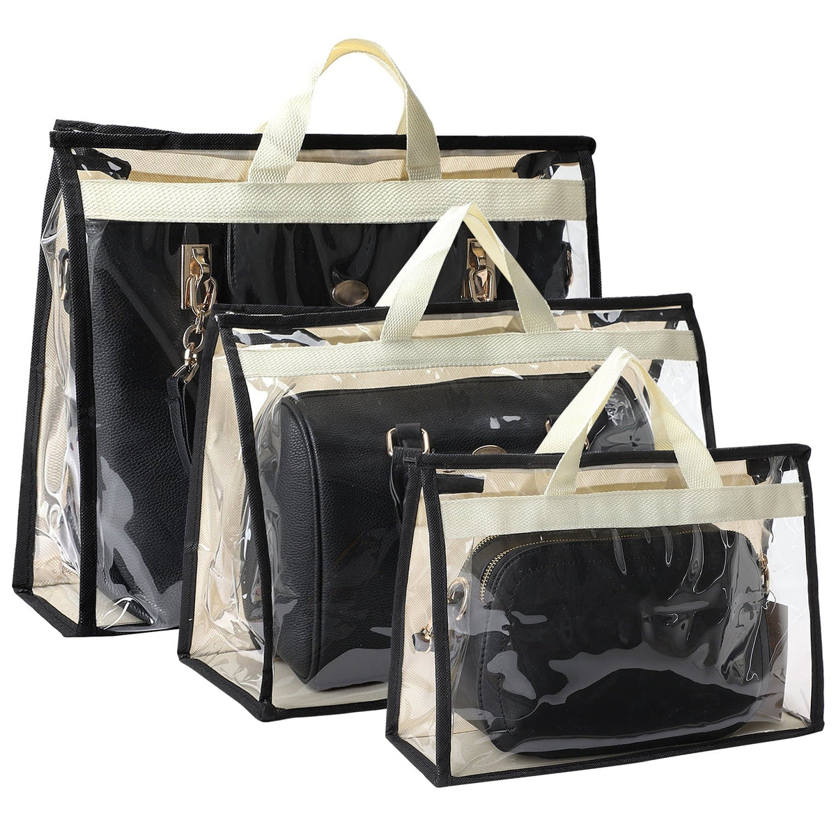 Zipper Handbags, Organizer Storage, Storage Handles for Hanging Purse Pcs Organizer Clear 3 with Closet, Cover for Purse Closet Dust Bags and Handbag