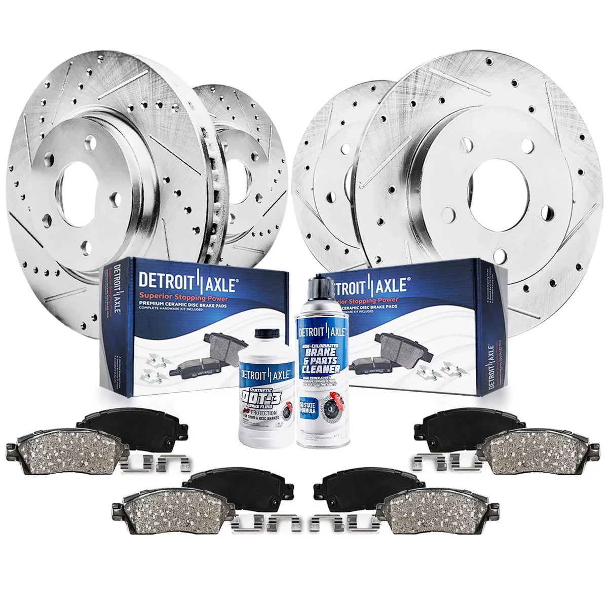 2007 Ceramic Front Replacement for 11.65" Detroit Kit 11.06" 2017 Pads Disc 2006-2018 Brakes Toyota Rav4 Drilled 2008 2013 2016 Rotors Axle and 2012 - Slotted 2011 Brake 2014 2009 Rear 2010 & 2015