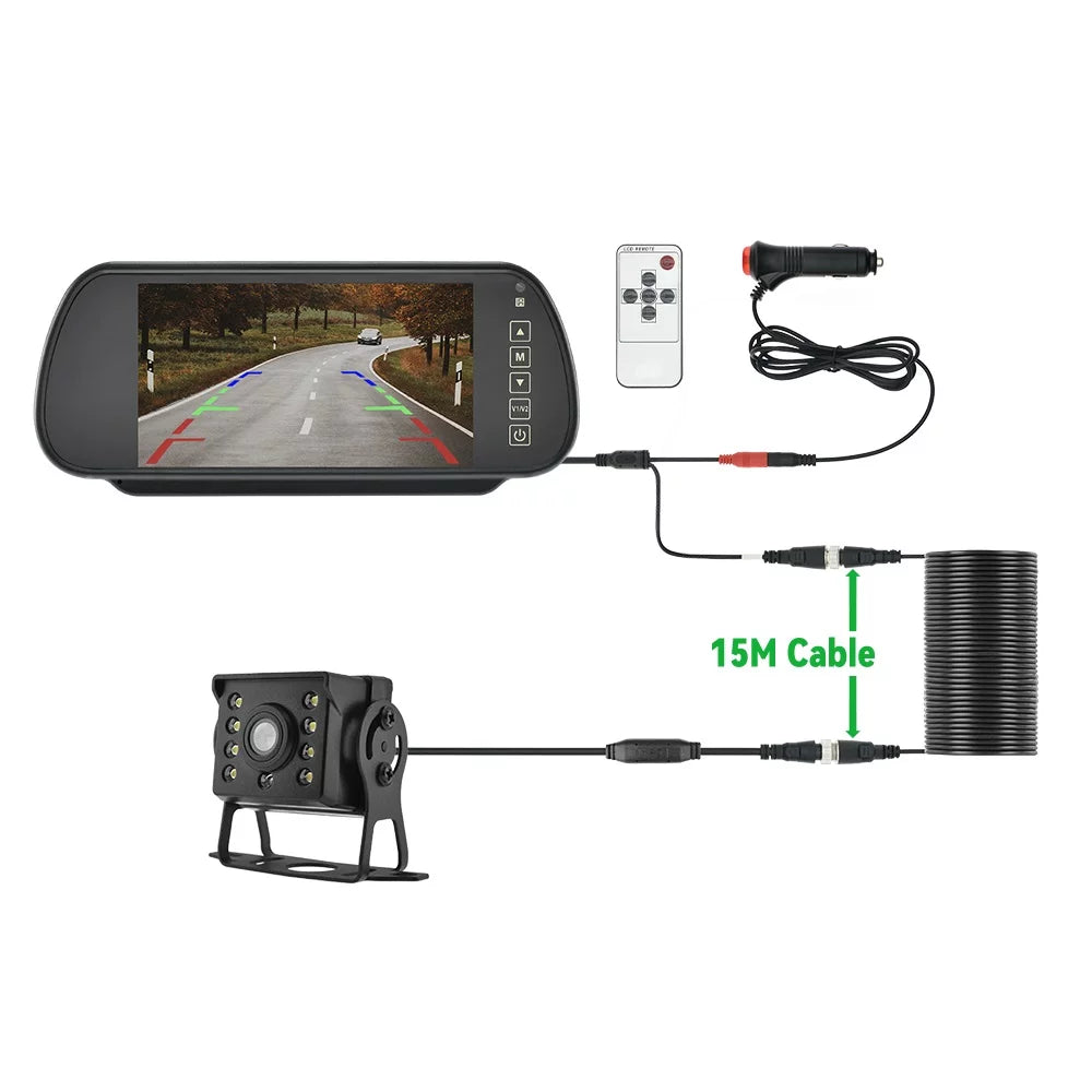 Camera Reverse Parking Plate Rear System Backup Car 7in HD Monitor License View