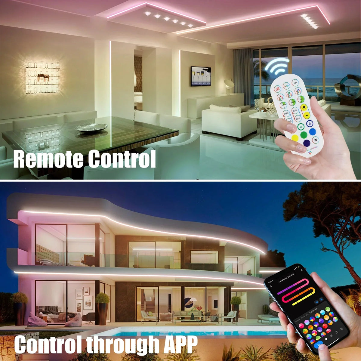 Works Room Music Flexible Neon For Living 9.8ft LED Alexa Decoraction IP67 Waterproof Lights Dimmable Outdoor CheDux DIY Sync Wall, With Function, Google, Strip Control And With Light Remote And