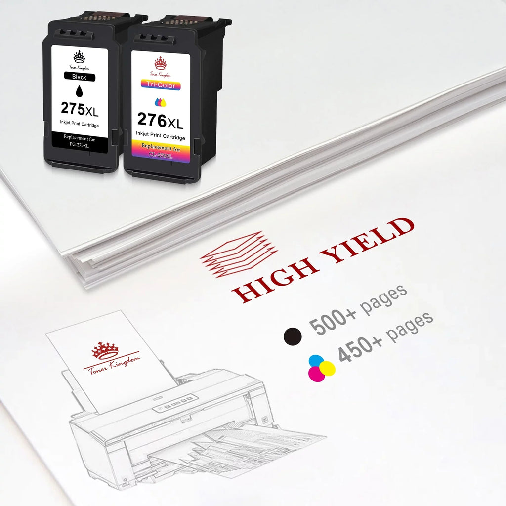 for TR4722 Cartridges PG-275XL 1 Canon Capacity TR4720 275 TS3522 TR4700 Printer for Cartridges High (2 Ink 276 TS3500 275 276XL 275XL Black, Pixma 276 TS3520 CL-276XL Ink and Ink Color)