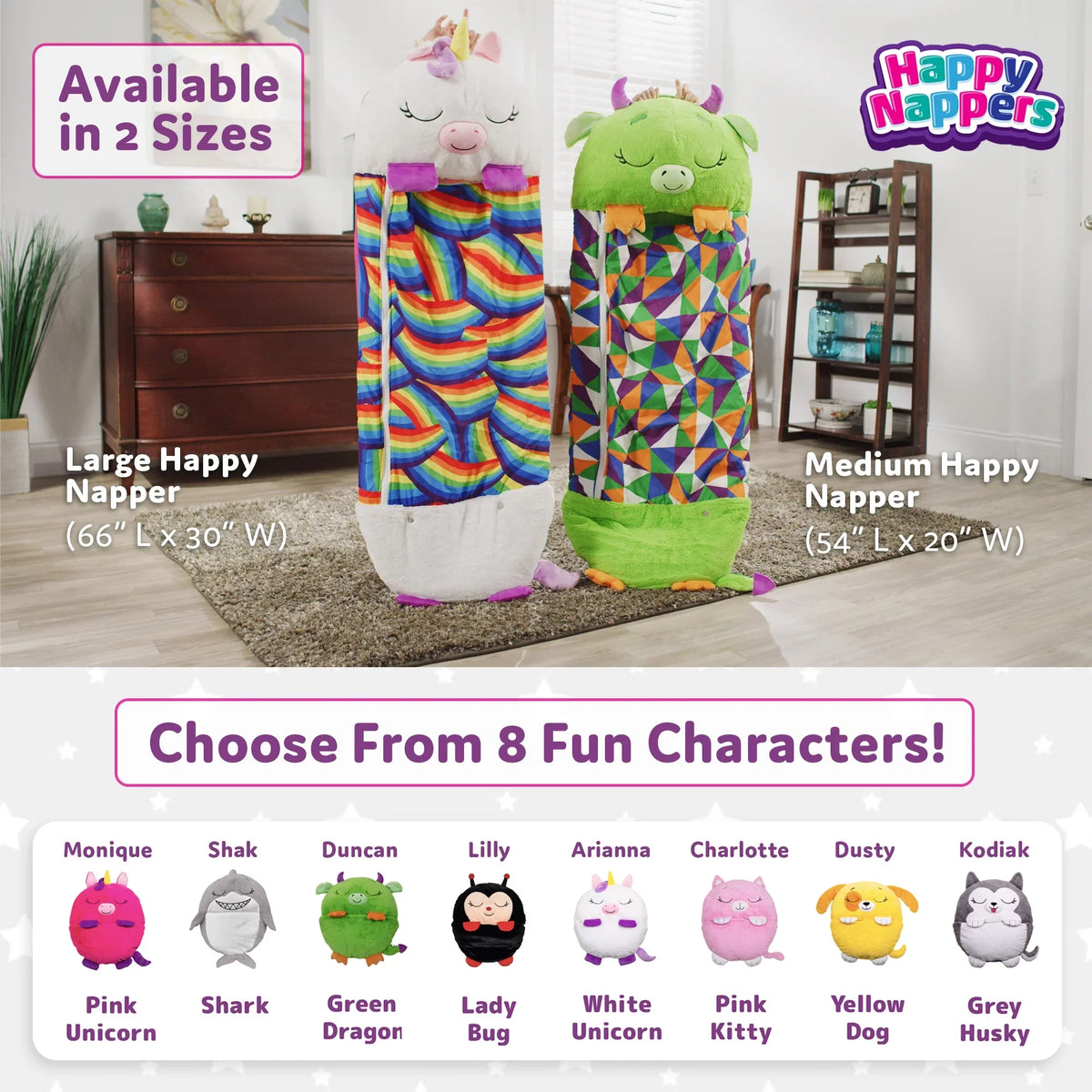 Happy One, Sleeping in Unicorn Pillow Nappers Plush and Toy Sack
