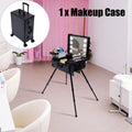 with DENEST Travel Makeup Box Rolling Case Organizer Train Key Cosmetic Trolley Luggage