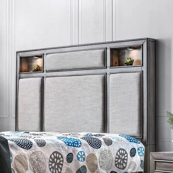 1pc Bed Eastern Transitional Finish Gray Bedroom King Furniture Size Style