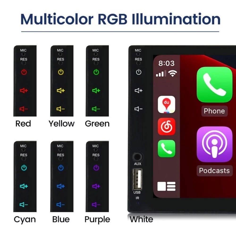 Car Touch Camera/Android 2 Screen Car for Player Din MP5 Stereo Auto/Autoradio/IOS/Bluetooth/USB/TF 7" View Rear Play with Multimedia