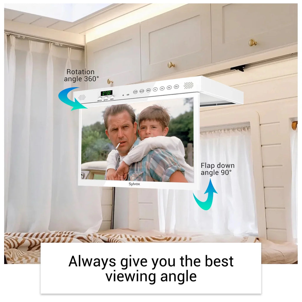 Sylvox Under 11.0 Foldable Kitchen Supports Flap Android Cabinet Bluetooth WiFi 15.6" TV down Smart TV Timing TV