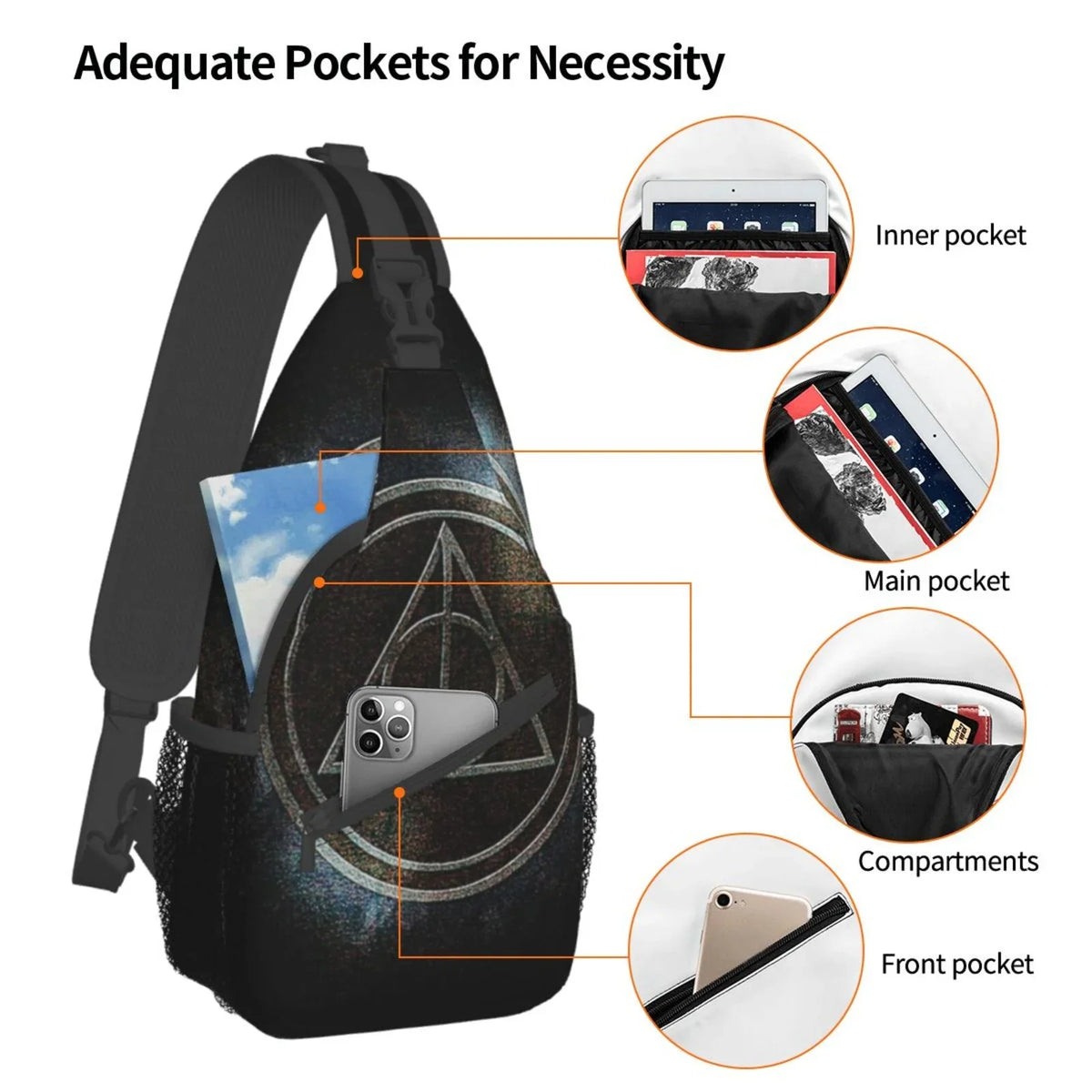 Bags Crossbody Travel Women For Chest Deathly Hallows Bag Potter Sling Harry Backpack Teen Men Diagonally Daypack Adults