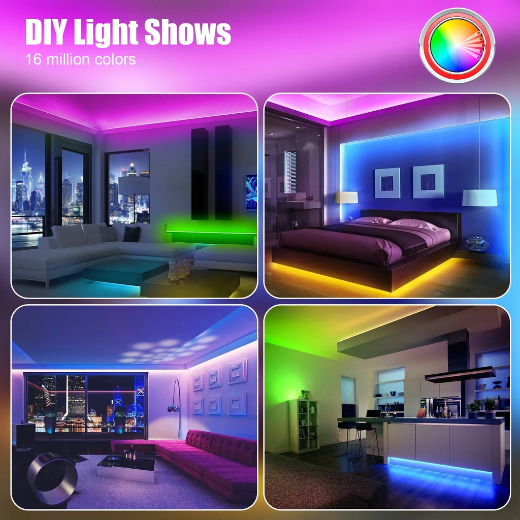 Works Room Music Flexible Neon For Living 9.8ft LED Alexa Decoraction IP67 Waterproof Lights Dimmable Outdoor CheDux DIY Sync Wall, With Function, Google, Strip Control And With Light Remote And