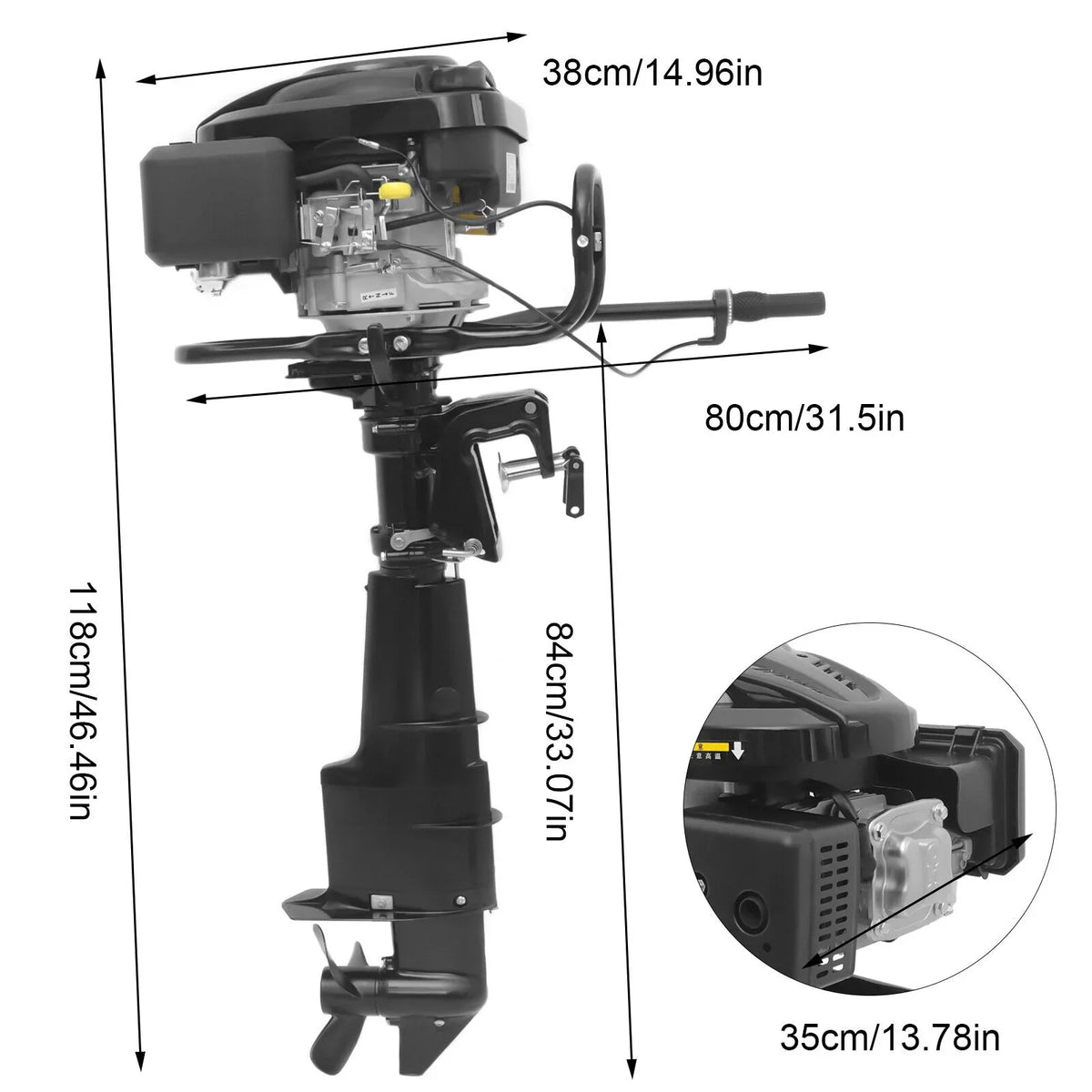 196CC Fishing 3600R/Min System Liters Boat Cooling HP 1.8 Motor Outboard EngineWater 7.5