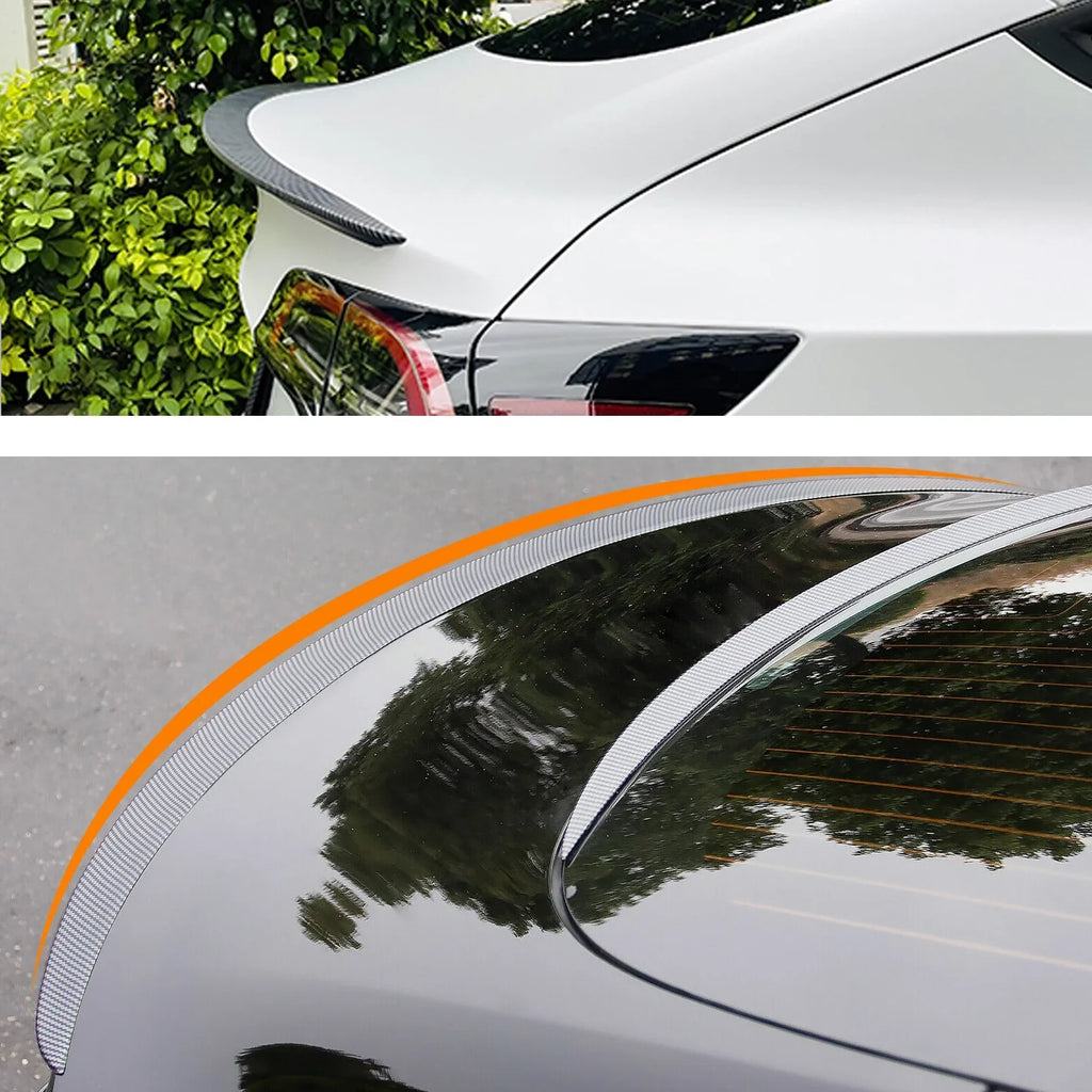 3 2017 For Wing - Carbon Tesla (Matte Spoiler Model Lip Trunk Fiber) 2023 Rear