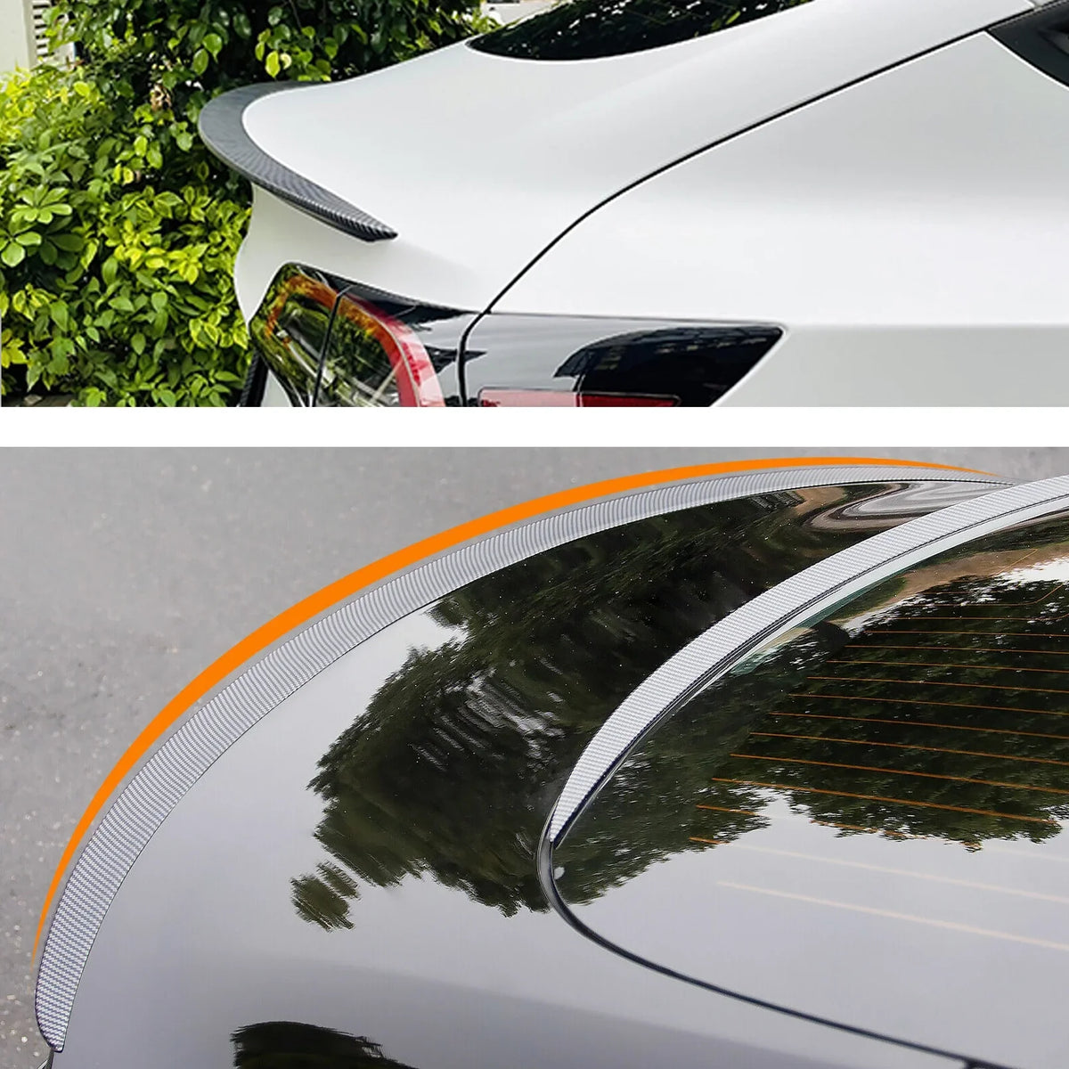 3 2017 For Wing - Carbon Tesla (Matte Spoiler Model Lip Trunk Fiber) 2023 Rear