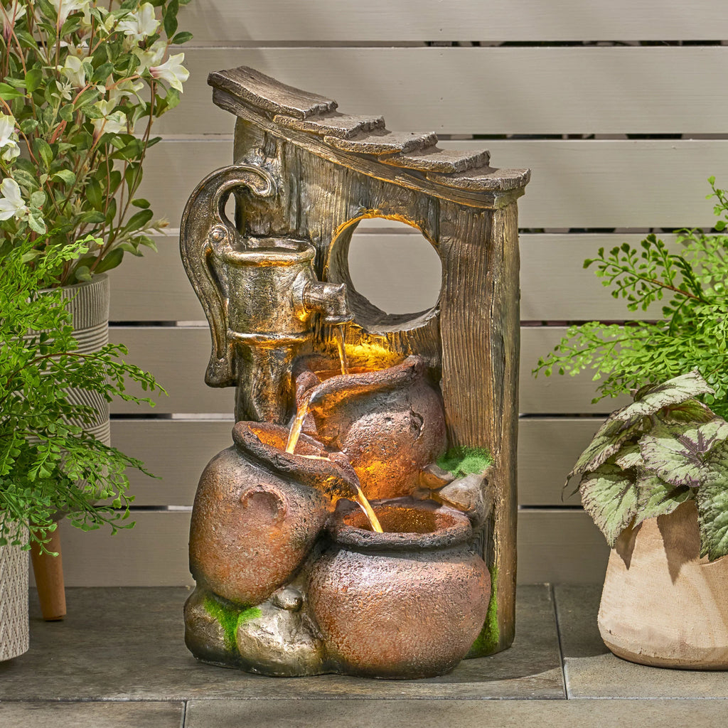 and Jar Outdoor Gray Brown 3 Haralson Fountain, Tier