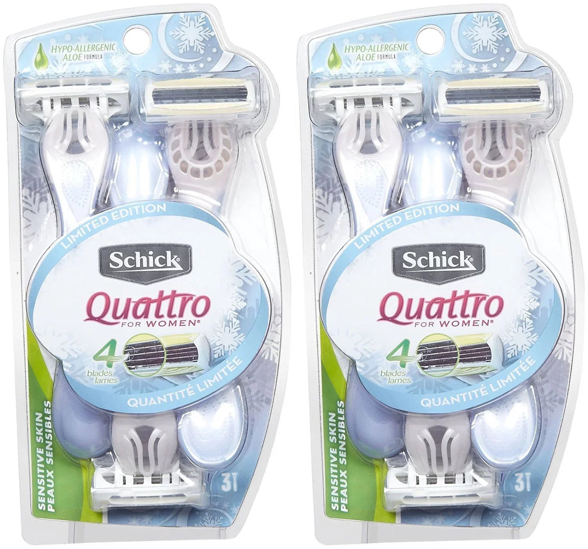 Quattro 2 Pk Razor Sensitive Quattro - 3 For Disposable Schick Ct Skin Women -