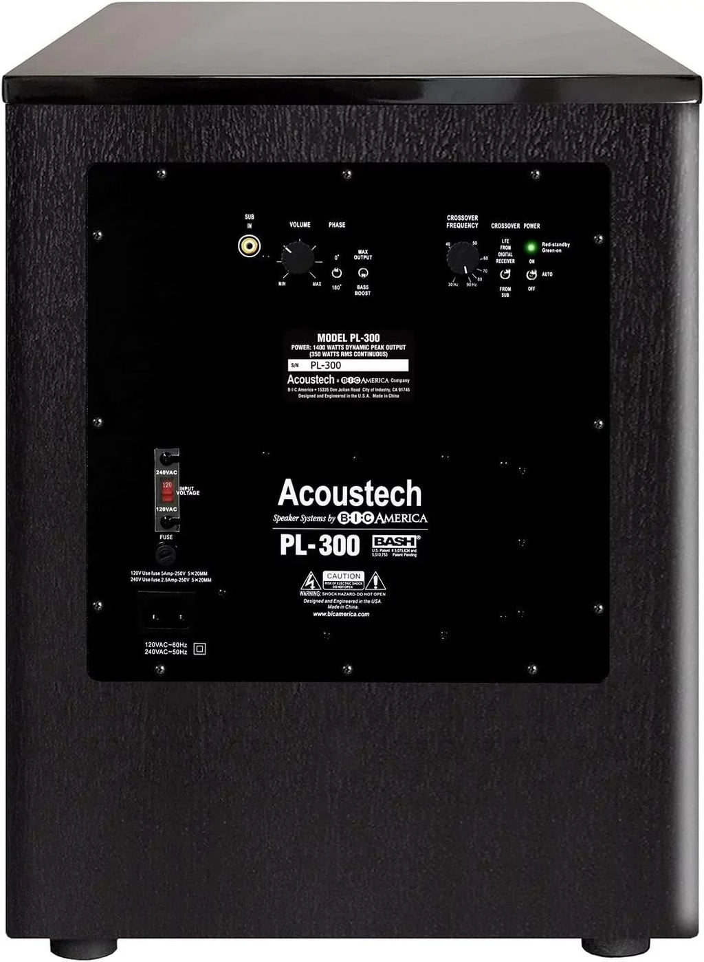 and I Tri-Tuned Feature Acoustech Down Ports with C Elite PL-300 Bass BASS Series to B Shaking 15Hz Room inch Powered 12 for Boost Subwoofer-1400W