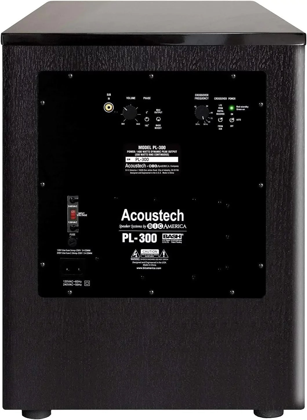 and I Tri-Tuned Feature Acoustech Down Ports with C Elite PL-300 Bass BASS Series to B Shaking 15Hz Room inch Powered 12 for Boost Subwoofer-1400W