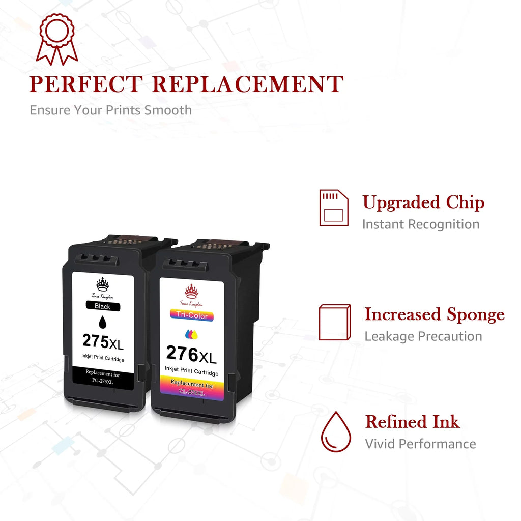 for TR4722 Cartridges PG-275XL 1 Canon Capacity TR4720 275 TS3522 TR4700 Printer for Cartridges High (2 Ink 276 TS3500 275 276XL 275XL Black, Pixma 276 TS3520 CL-276XL Ink and Ink Color)