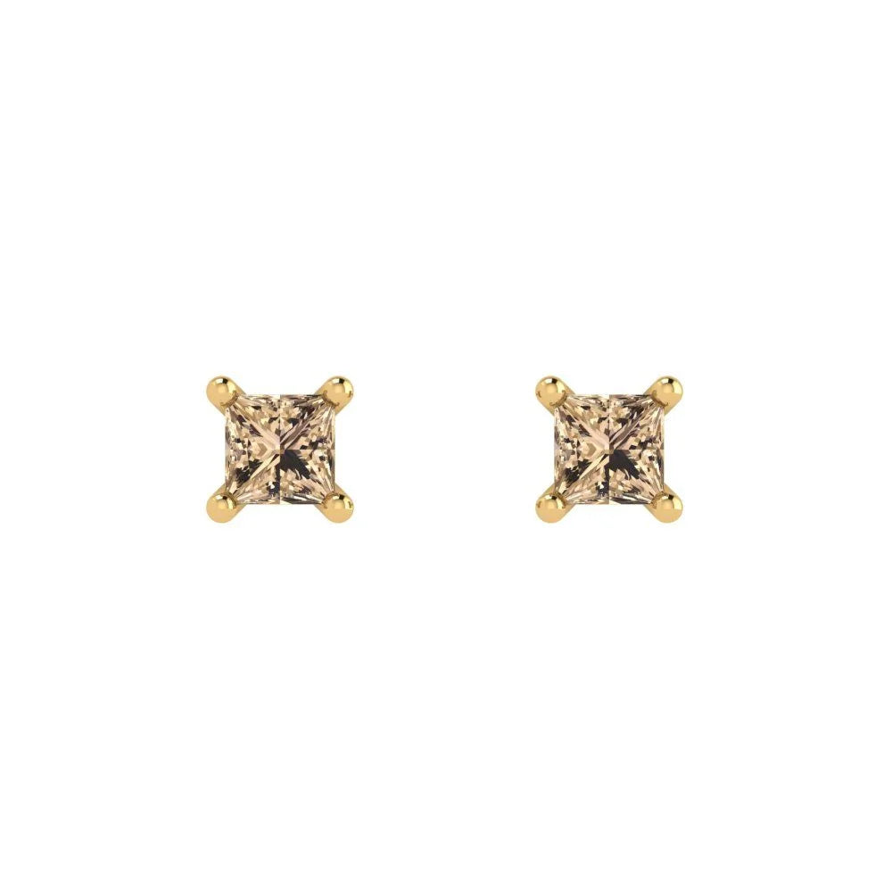 free Real Clara Solitaire Gold VVS1 Conflict Brilliant Lab back Studs Genuine Earrings Yellow Yellow 18K Created Pucci Solid Stamped Push Princess Cut 0.5 Yellow ct Moissanite