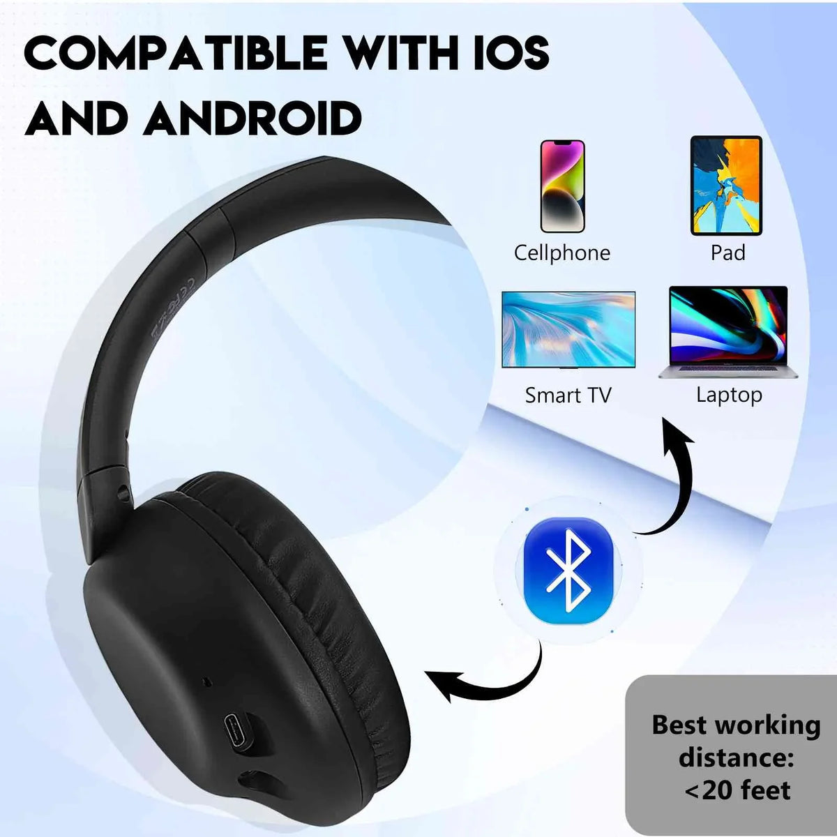 High 5G Comfort Over Voice Headphones UrbanX with Bluetooth Deep Resolution Pro ZTE Axon Superior UX35 Earphones with Support Call for Ear Mic Wireless The Stereo Audio, 30 Bass,