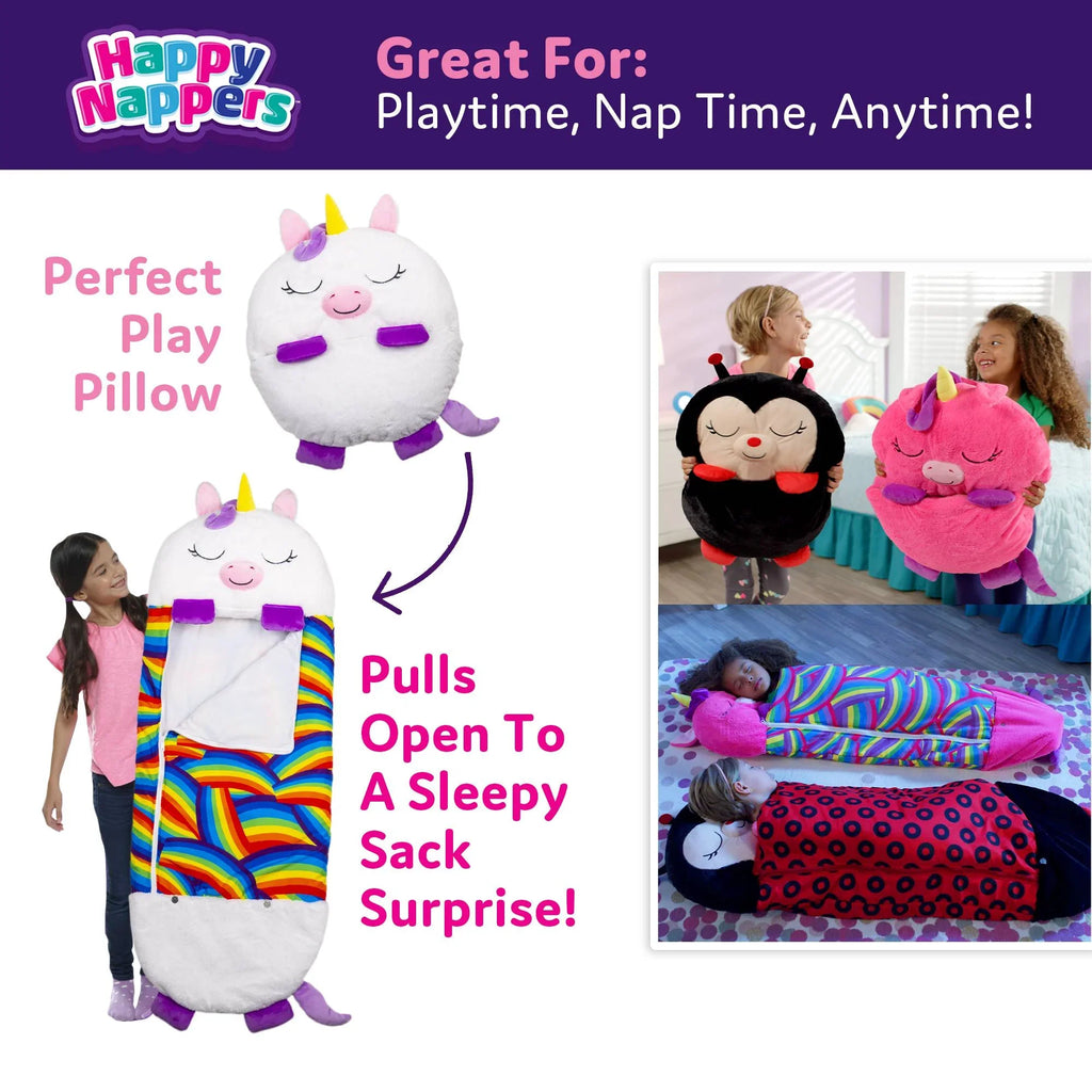 Happy One, Sleeping in Unicorn Pillow Nappers Plush and Toy Sack