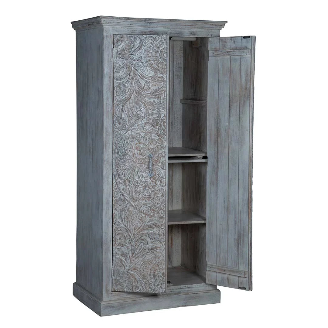 Chic Carved White Maadze Wardrobe Shabby