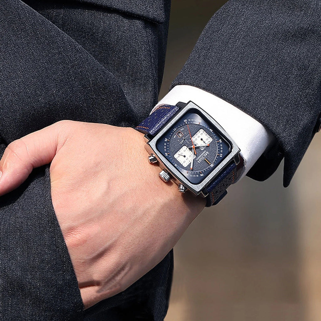 Waterproof Business Watch Men's Quartz Luminous Luxury Leather MEGIR Chronograph