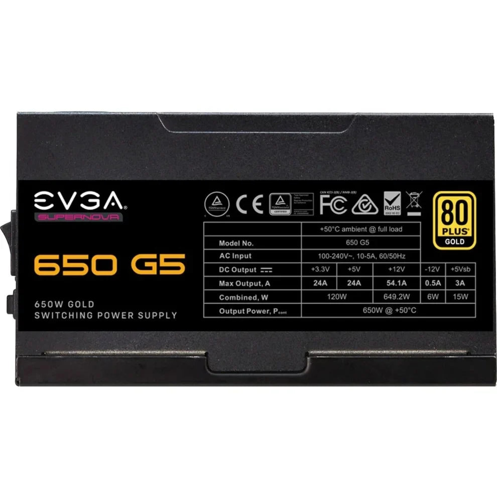 Power FDB 10 Warranty, 80 Plus Compact Supply 220-G5-0650-X1 Fan, Modular, EVGA Self Mode with Year Gold 650W, SuperNOVA G5, Power Eco Size, Includes ON 650 150mm Fully Tester,
