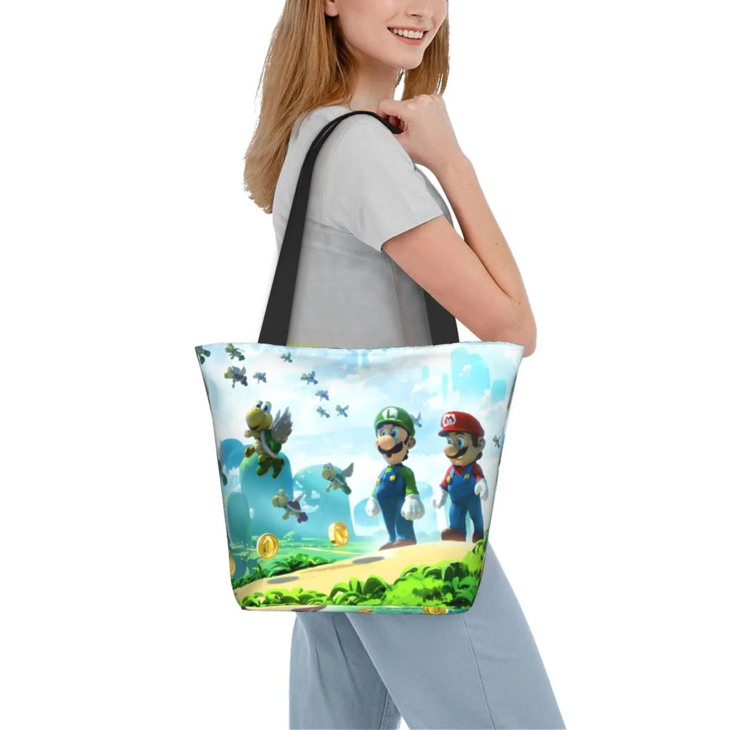 Capacity School Handbag Shoulder Bag Luigi Business Large Super Tote Work Beach Travel Cartoon Women's Shopping Mario For