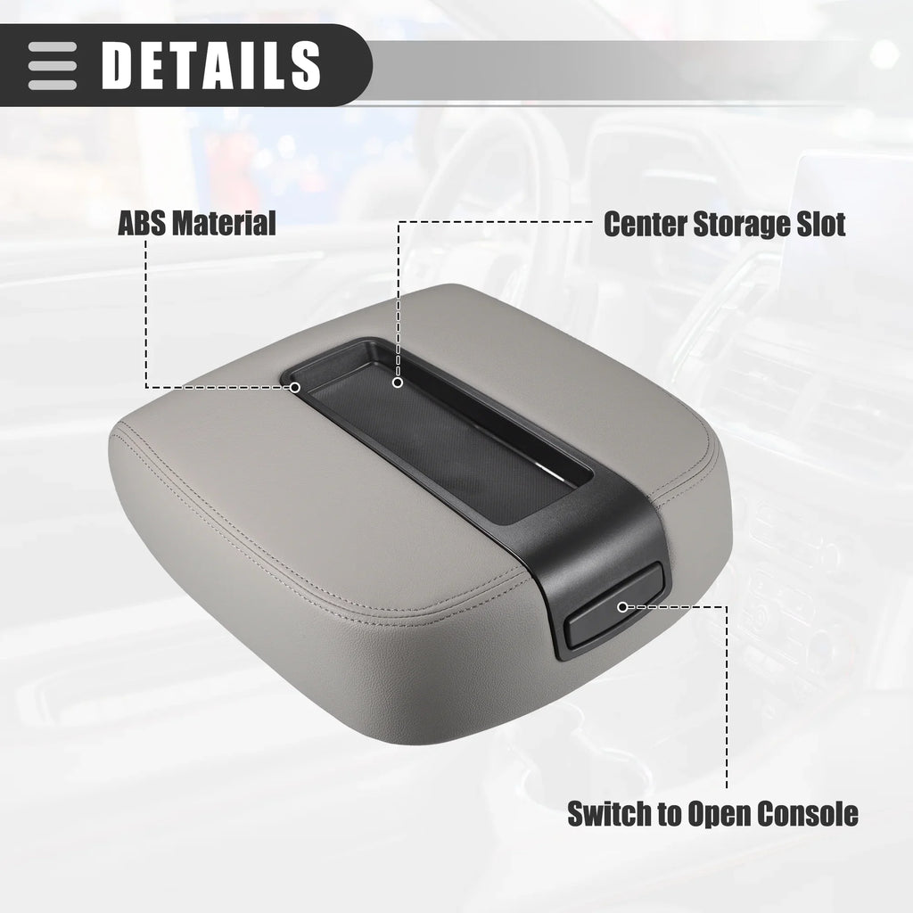 2500HD Gray 2007-2013 Center No.19328717 Chevy 3500HD 1500 Cover Console Armrest Silverado Lid for
