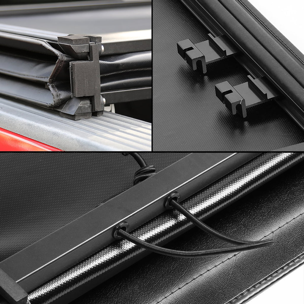 20 Soft Top Black -Fold Aluminum Frame 2021 Short Bed Vinly For Ranger Tonneau DNA 5Ft Motoring Matte TTC-TRISOFT-090 Adjustable Ford 2019 to Tri Cover Trunk