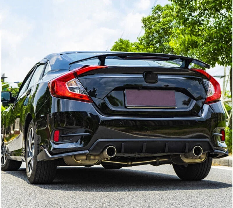 Brake Black Sedan Trunk Civic 2016-2021 Spoiler For Wing Lip Light Honda Glossy