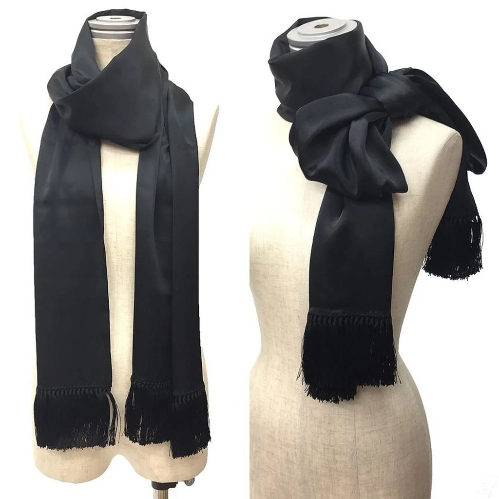 Celine Scarf Long Stole Silk Pre-Owned (Good) Muffler aq9190 Black CELINE