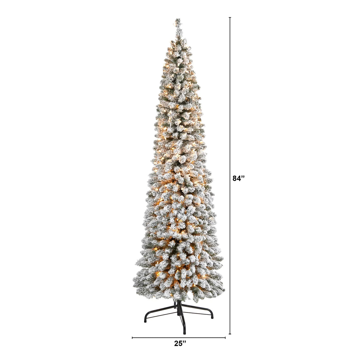 Natural Nearly 7' Tree Pencil Clear Prelit Lights 400 Artificial Flocked White Christmas