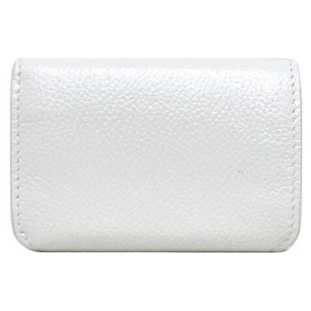Trifold Balenciaga Wallet Mini White 593813 Logo Everyday Leather