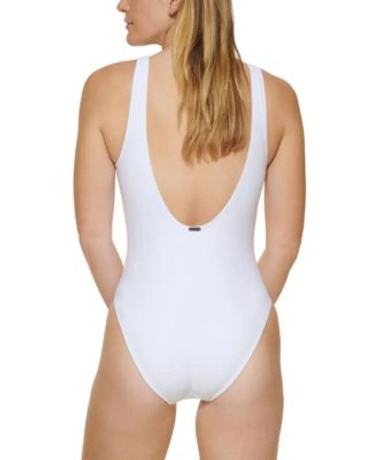 One-Piece SOFT Calvin Logo US Deep Klein WHITE Swimsuit, X-Large U-Back