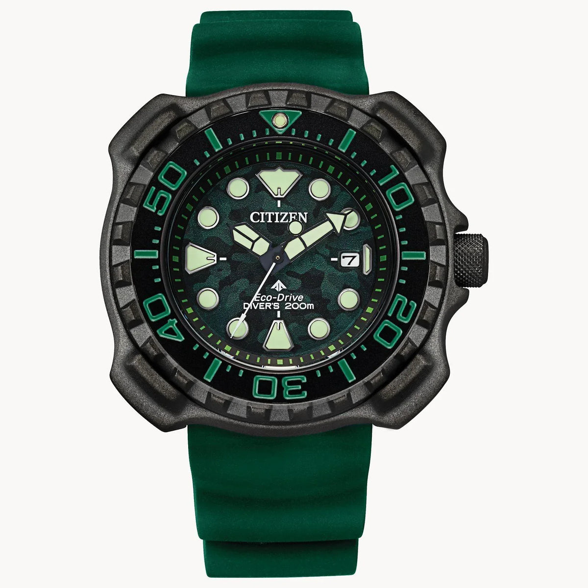 BN0228-06W with with Case Strap Citizen Men's Dive Titanium Promsater - Super Eco-Drive Green