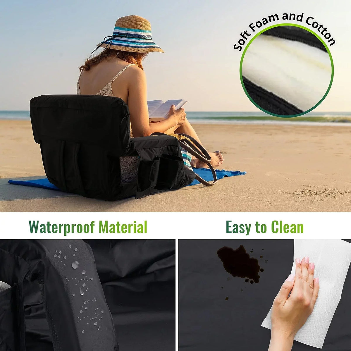 Bleachers for Extra Sturdy Seating Chair Events, for Thicker, - AiYCHEN Camping, Seat, Waterproof, Wide Sporting and Reclining and 25-Inch Beaches, Stadium Picnic