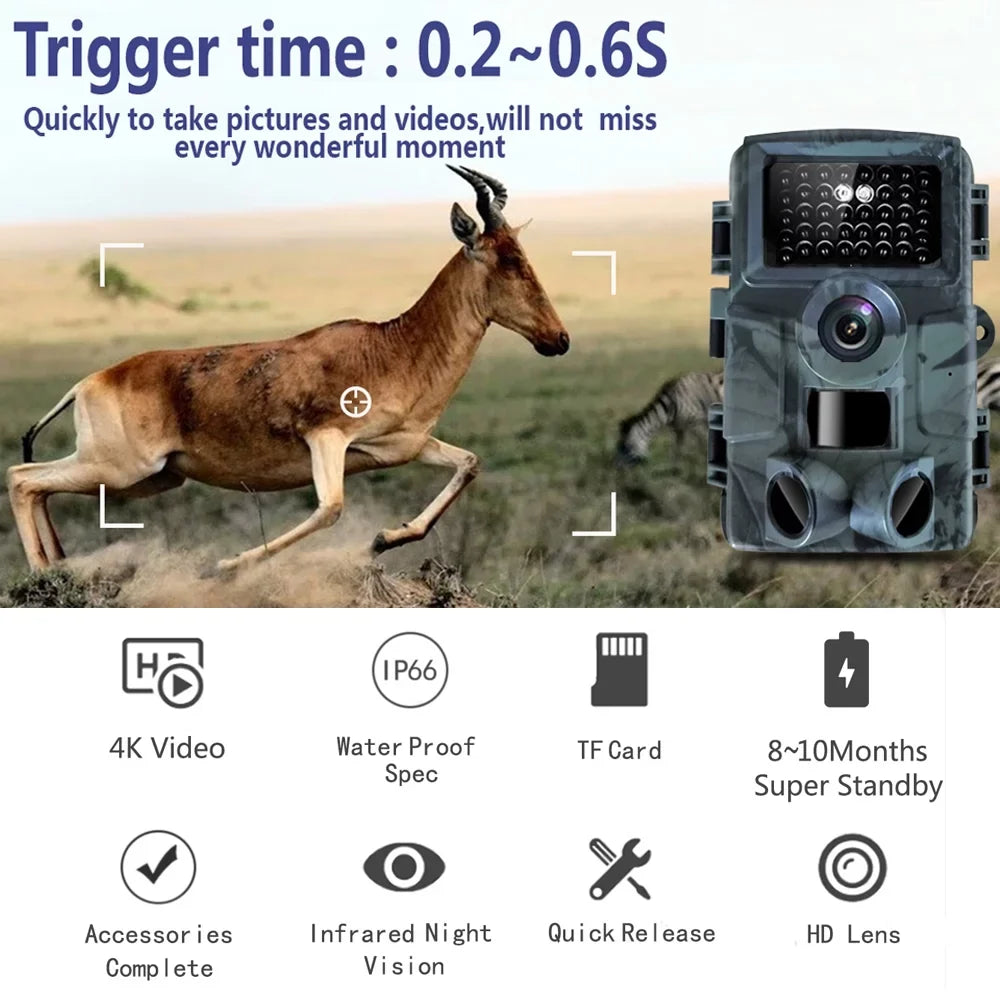 '- Camera, Trail Waterproof Wide Perfect IP66 Angle Camera and Motion 4K Activation for with Wildlife Nebublu