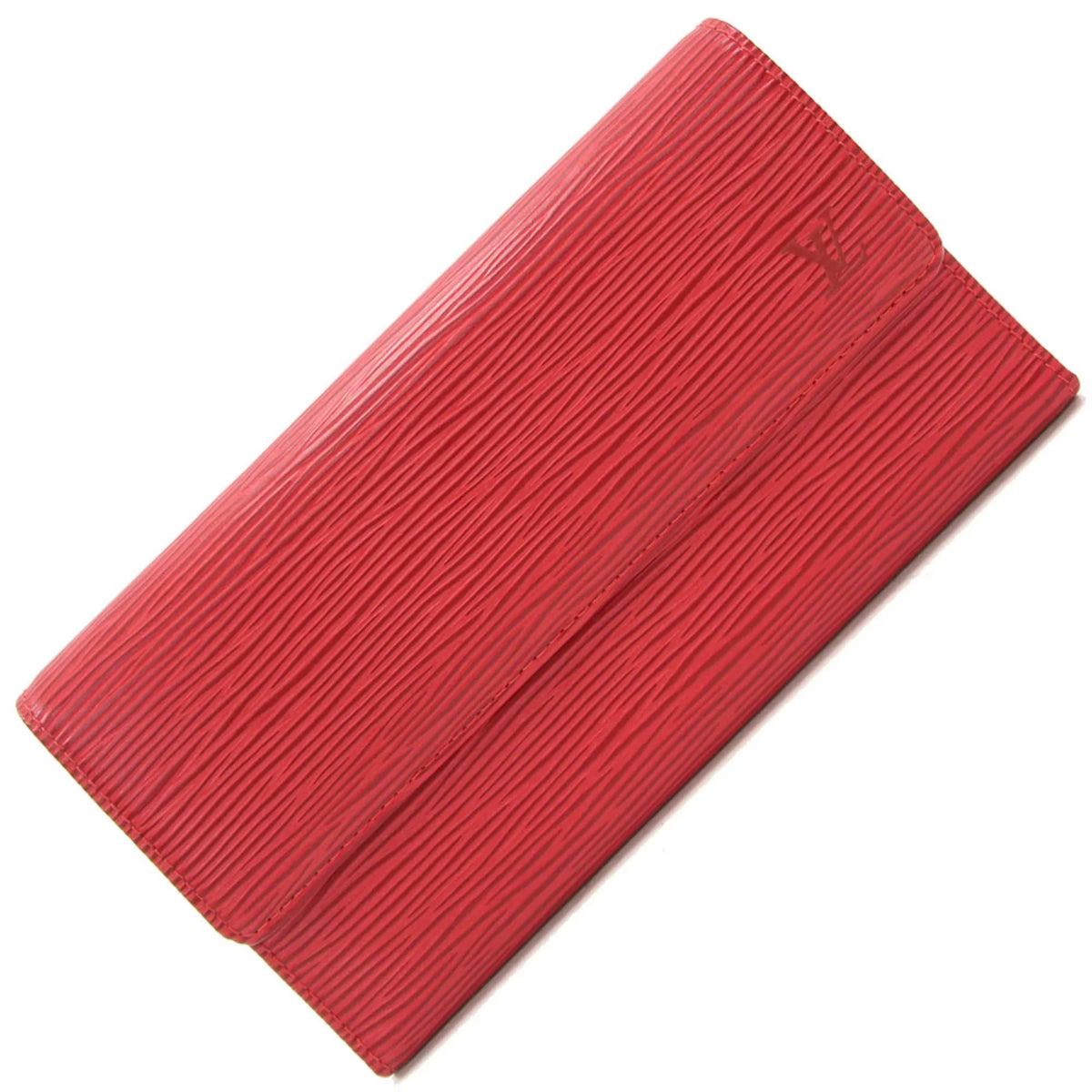 Louis International Tresor Pre-Owned Vuitton Castilean Ladies Wallet M63387 Red Porto Tri-Fold Epi (Good)