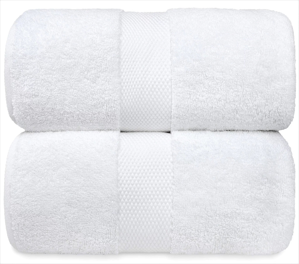 Set Bath of Luxury Classic 2, White - American 100% Big White Bathroom Large Cotton | 2-Pack Towels Linen Sheets White 30x56 Towels, White Inch,
