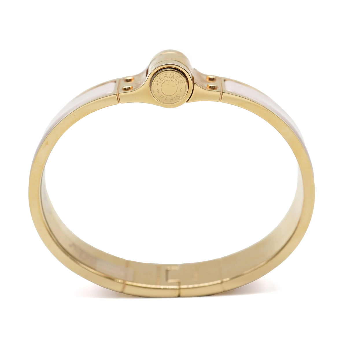 In Narrow Pre-Owned Charniere Uni Hinged Bracelet Hermes Candeur Rose