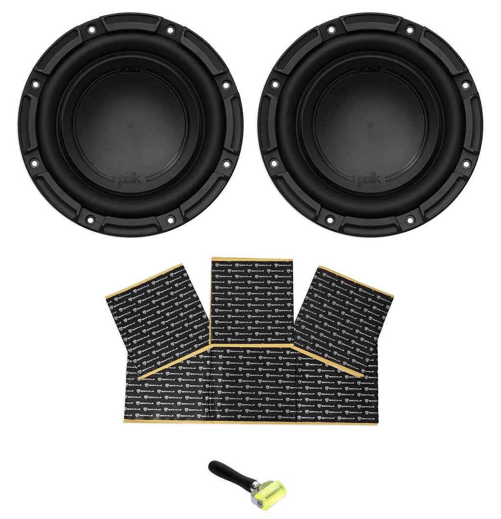 DB842DVC (2) Polk Subwoofer Dual 8” 1500 Car Audio Audio Sub+Rockmat 4-Ohm Watt