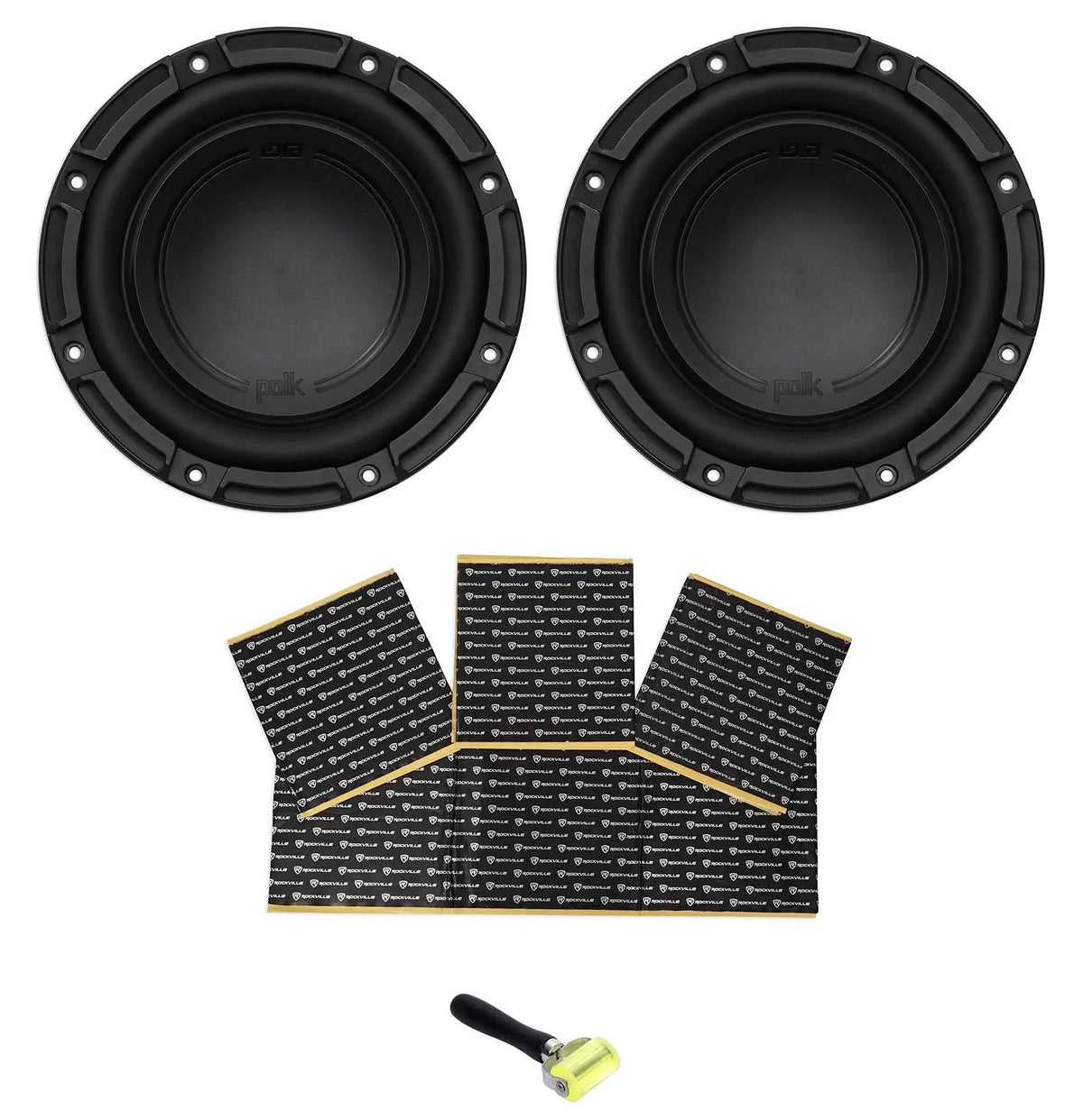 DB842DVC (2) Polk Subwoofer Dual 8” 1500 Car Audio Audio Sub+Rockmat 4-Ohm Watt