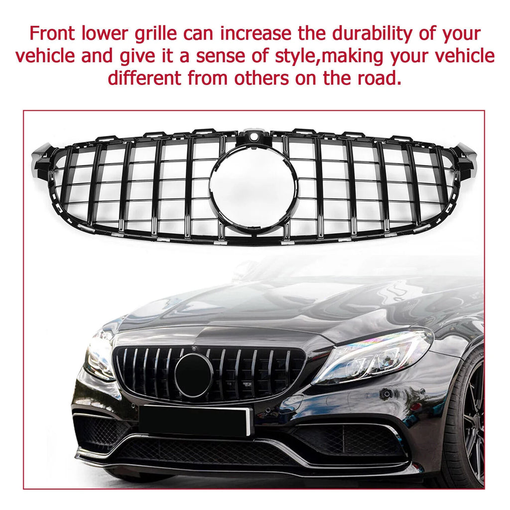 without Model Painted C63 Cover 2015 Front W205 for 2016 2018 AMG with S Bumper Benz for Camera 2017 Kojem Black Both Mercedes Or Grille