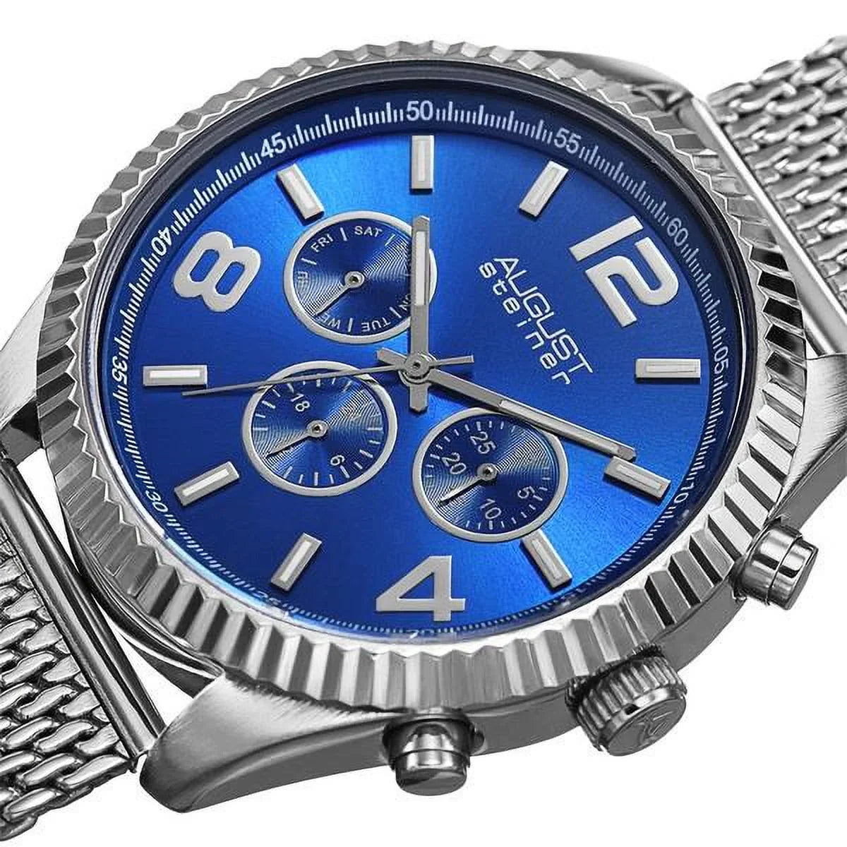 Quartz Men's Time Silver-Tone Stainless Dual Bracelet Steel Multifunction Swiss Watch